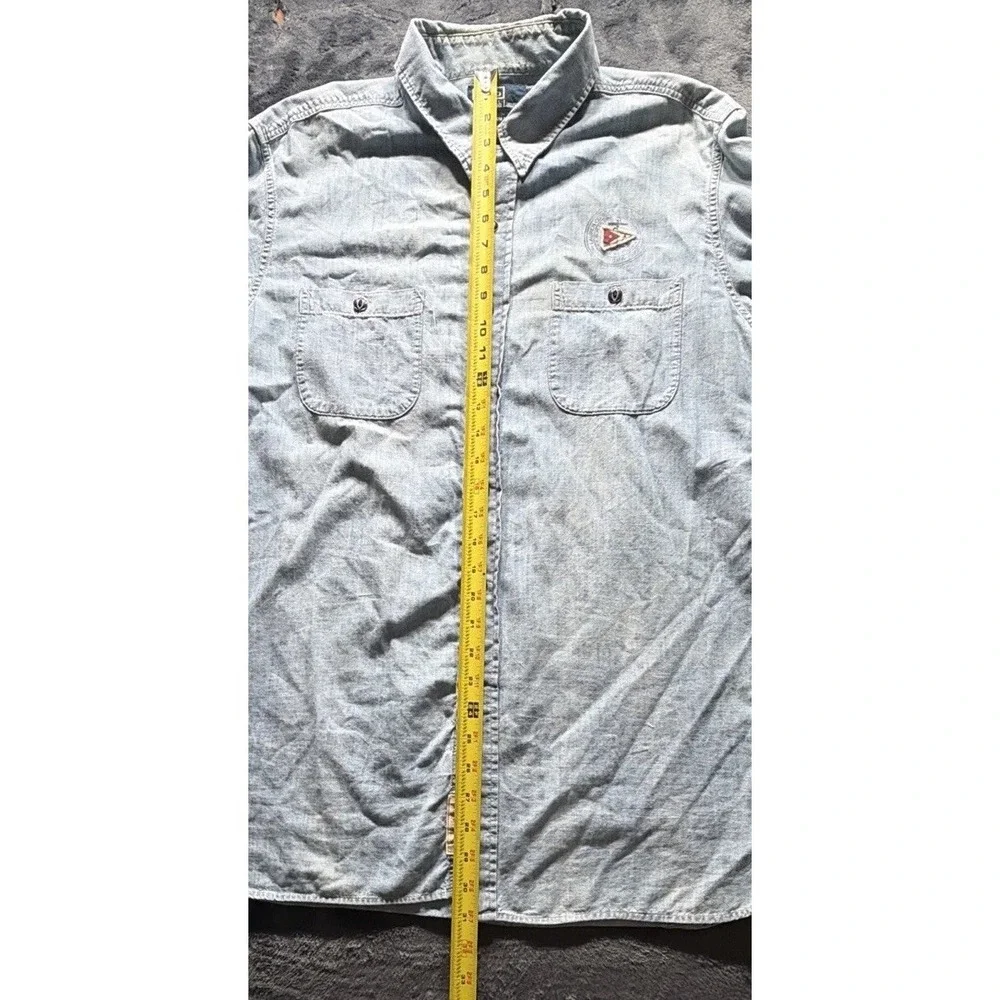 Vintage Rare Polo Ralph Lauren Yacht Club Flag Button Up Shirt Custom Fit Sz XL